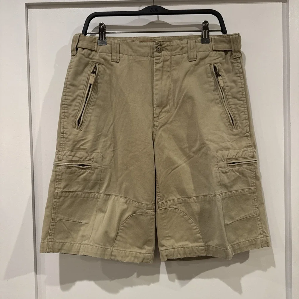 Vtg Express Mens Sz 32 Cargo Shorts Vintage Twill  Utility Khaki Gorpcore Hiking